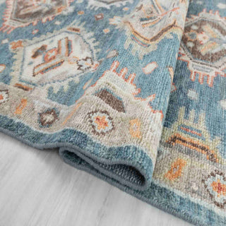 Lily Wick 8x10 Blue tribal Turkish Design Oushak Wool Area Rug