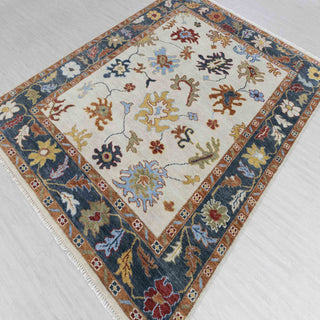 George 8x10 Ivory Soft Shiny Look Floral Style Oushak Rug
