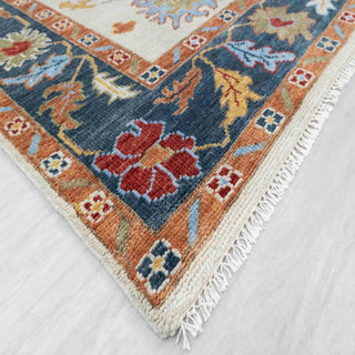 George 8x10 Ivory Soft Shiny Look Floral Style Oushak Rug