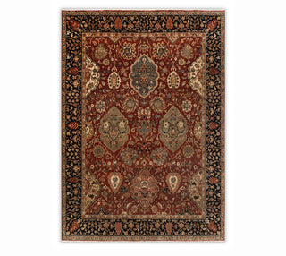 Terracotta  Persian Floral Medallion Hand-Knotted Wool  Rug