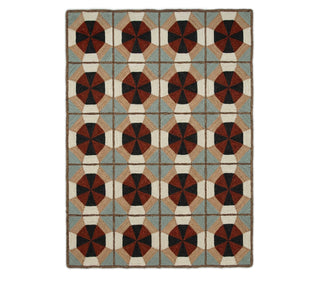 Rust Brown Black Ivory and Sage Blue Pattern, Modern Tribal Design, Natural Fiber Handmade Rug