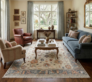 Inaya 9x12 Ivory Gray Persian Style Inspired Soft Wool Rug