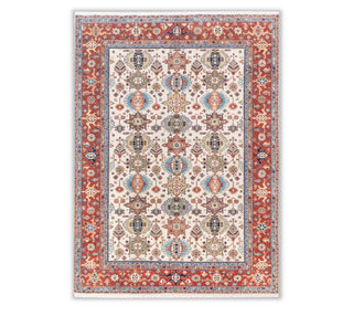 Antique 10x14 Ivory Red Floral Style Classic Serapi Rug