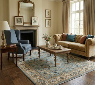Ramin 8x10 Blue Ivory Persian Tabriz Hand Knotted Wool Rug