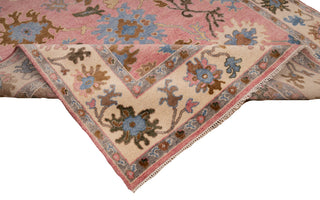 Francis 8x10 Pink Floral Oushak Hand Knotted Wool Rug