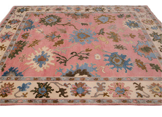Francis 8x10 Pink Floral Oushak Hand Knotted Wool Rug