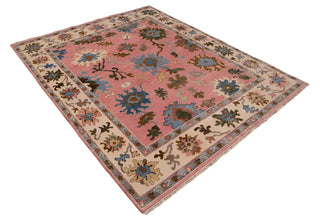 Francis 8x10 Pink Floral Oushak Hand Knotted Wool Rug