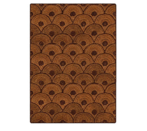Handwoven Scalloped Fan Geometric Abaca Rug – Rust Brown & Charcoal Area Rug
