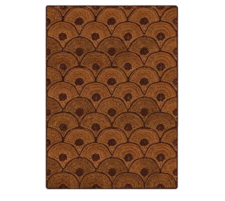 Handwoven Scalloped Fan Geometric Abaca Rug – Rust Brown & Charcoal Area Rug