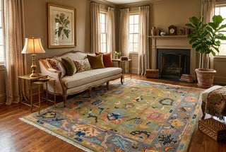 Winnie Green Turkish Hand Knotted Rug