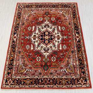 Rust Red Serapi Heriz Hand-Knotted Wool Rug