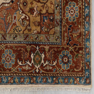 Terracotta Rust & Ivory Heriz Medallion Hand-Knotted Wool Area Rug