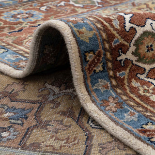 Terracotta Rust & Ivory Heriz Medallion Hand-Knotted Wool Area Rug