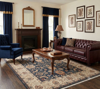 Nain 8x10 Persian Ziegler Fine Weave Navy Wool Rug