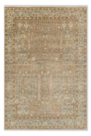 Beige Tree Of Life Design Soft Wool Turkish Oushak Rug