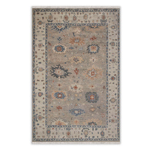 9x12 Gray Sand Muted Oushak Style Soft Wool Handmade Rug