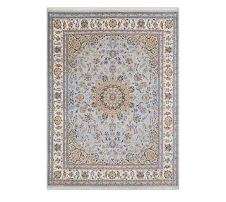 Plush Silky Persian Indo Nain Blue Wool Rug