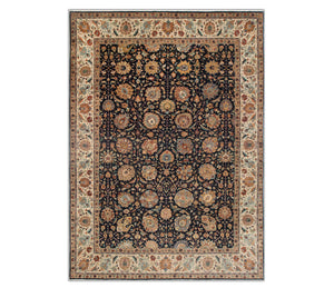 Hand Knotted 10x14 Persian Floral Motifs Wool Rug