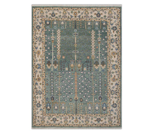 Tree Of Life 8x10 Sage Green Hand-Knotted Wool Rug