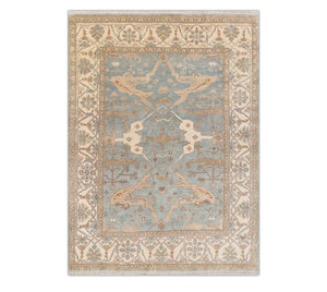 Alligreen well - 8x10 Green Gray Oushak Wool Rug