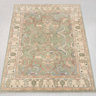 8x10 Green Cream Wool Modern Oushak Handmade Soft Look Rug