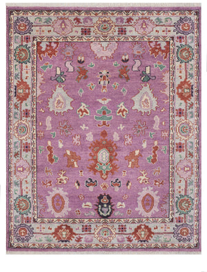 Funky Lavender 8x10 Purple Turkish Oushak Wool Rug