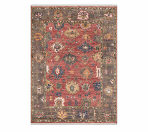 Henry 8x10 Red Wool Area Rug Handmade Modern Turkish Oushak Rug