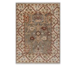 Anatolia 8x10 Green Gray Traditional Persian Inspired Oushak Wool Rug