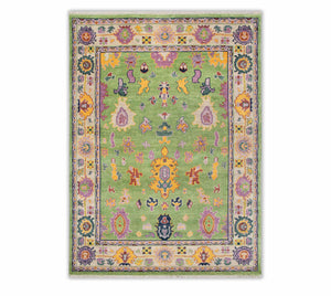 Friday 8x10 Green Turkish Oushak Hand Knotted Wool Rug