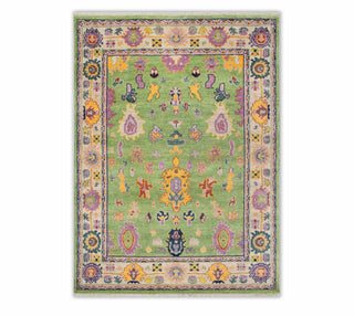 Friday 8x10 Green Turkish Oushak Hand Knotted Wool Rug