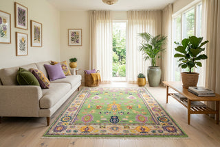 Friday 8x10 Green Turkish Oushak Hand Knotted Wool Rug