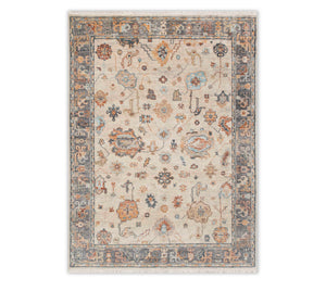 Inaya 9x12 Ivory Gray Persian Style Inspired Soft Wool Rug