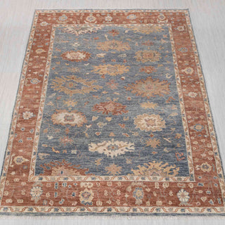 Terraqua 9x12 Blue Rust Turkish Oushak Hand Knotted Soft Wool Rug