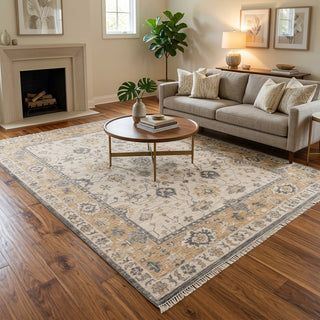 Serenvale 9x12 Cream Gray Oushak Hand Knotted Wool Rug