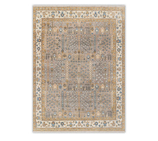 Muted Taupe &amp; Ivory Garden Cypress Hand-Knotted Wool Area Rug
