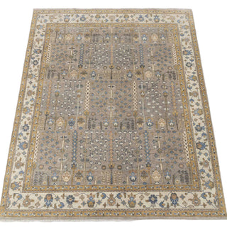 Muted Taupe &amp; Ivory Garden Cypress Hand-Knotted Wool Area Rug