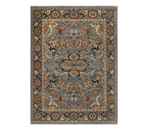 Vintage 8x10 Golestan Blue Persian Bidjar Rug
