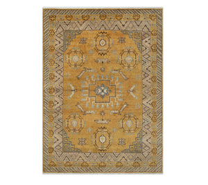 Aurum 8x10 Mustard Yellow Persian Khotan Wool Rug