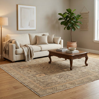 Aurekh 8x10 Camel Sand Hand Knotted Wool Rug