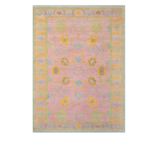Blush 9x12 Pink Floral Turkish Oushak Hand Knotted Rug