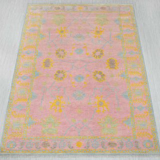 Blush 9x12 Pink Floral Turkish Oushak Hand Knotted Rug