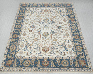 9x12 Ivory Traditional Persian Sultanabad Inspired High KPSI Wool Rug