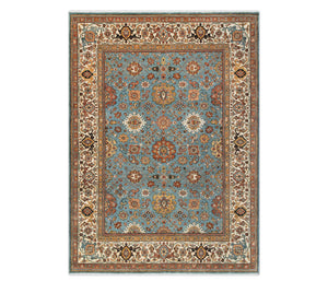 8x10 Blue Persian Floral High Knot Density Wool Rug