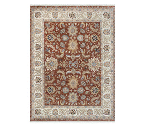 Heritage 9x12 Deep Red Rust Persian Floral Hand-Knotted Wool Rug