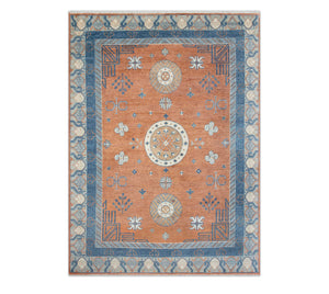 Solara 10x14 Rust Khotan Decorative Geometric Persian Wool Rug