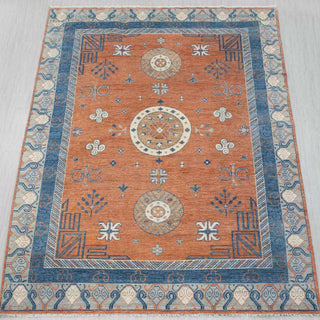 Solara 10x14 Rust Khotan Decorative Geometric Persian Wool Rug