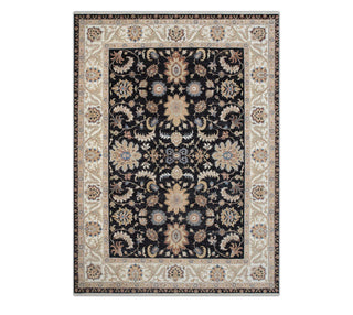 Black & Ivory Floral All Over Persian Floral Palmette Inspired Rug