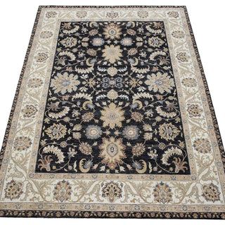Black & Ivory Floral All Over Persian Floral Palmette Inspired Rug