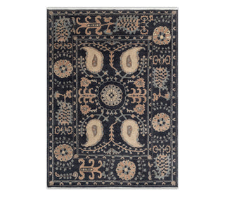 Paisley 9x12 Black Turkish Oriental Floral Wool Rug