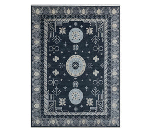Khotan Loom 10x14 Slate Blue Persian Hand Knotted Wool Rug
